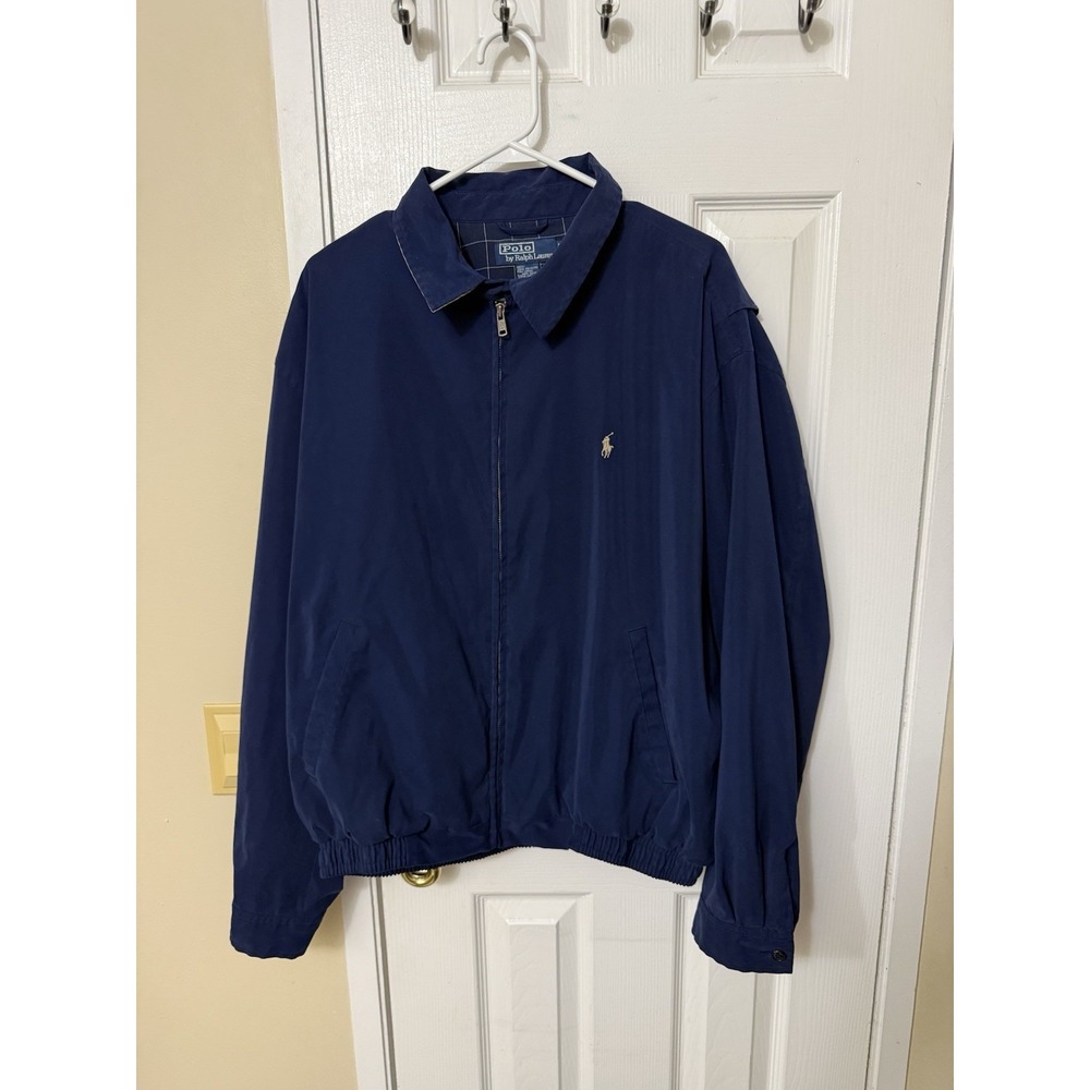 Vintage Polo Ralph Lauren Harrington Jacket Mens Large Blue Full Zip Lined 90's